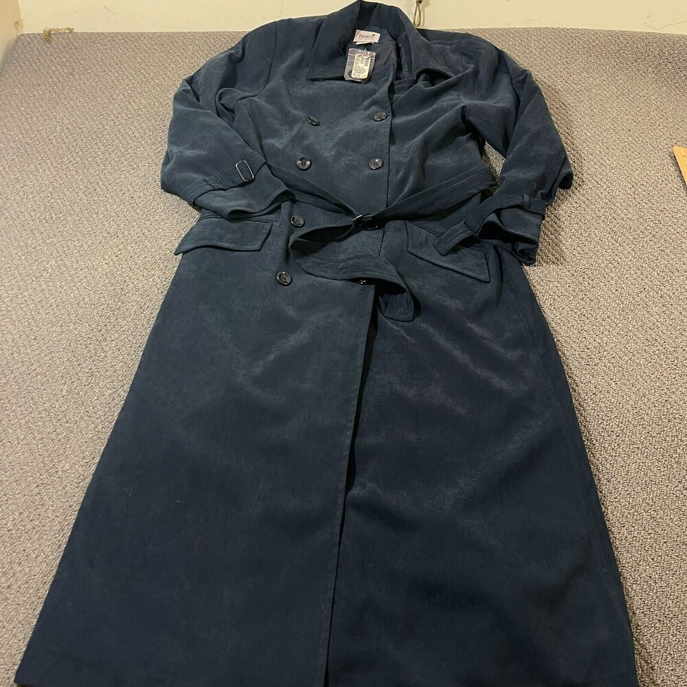 Imagio Trench Coat Womens Size 6 Navy Double Breasted Collared Long Sleeve NWT